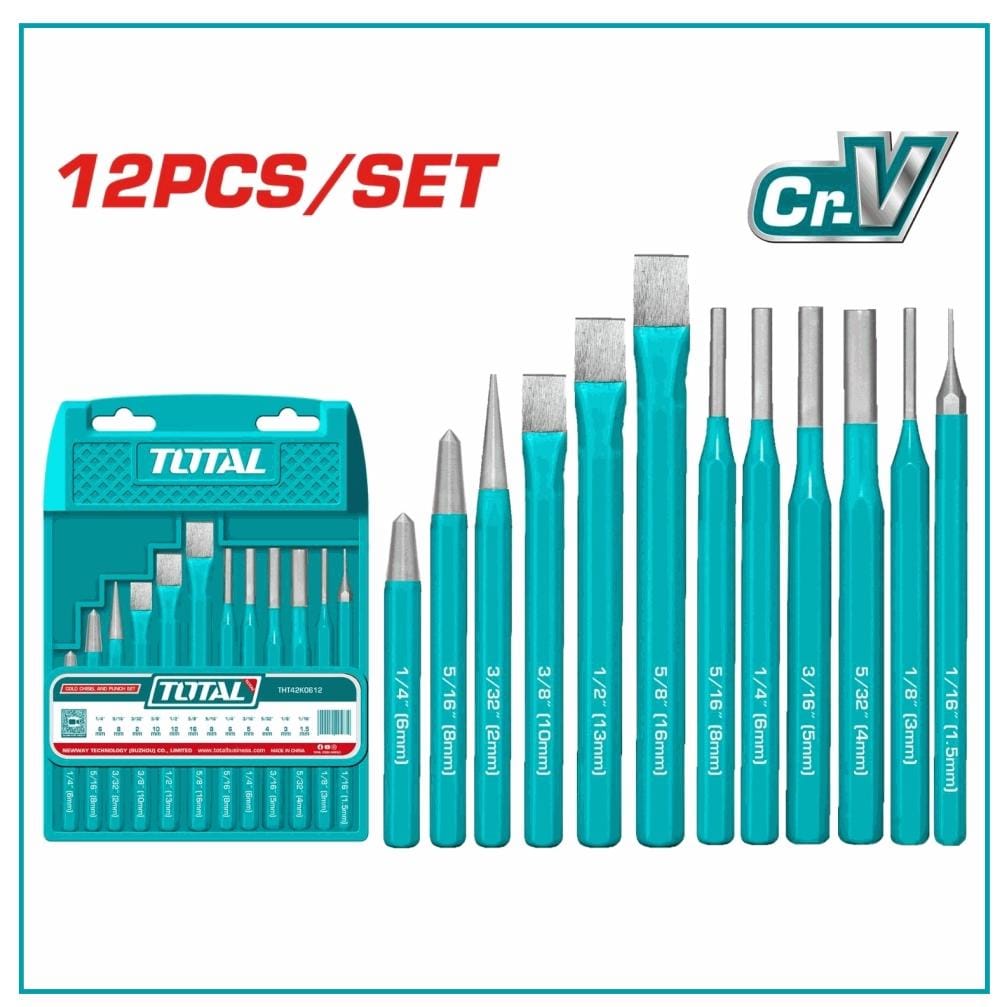 PUNZONES Y CINCELES TOTAL 12PZ